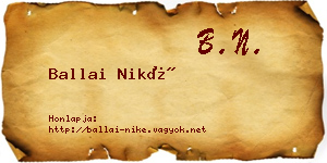 Ballai Niké névjegykártya